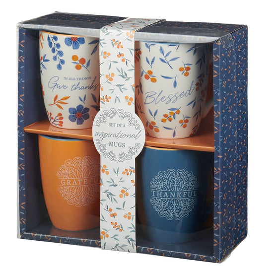 Mug Set 4pc Thankful, Grateful, Blessed