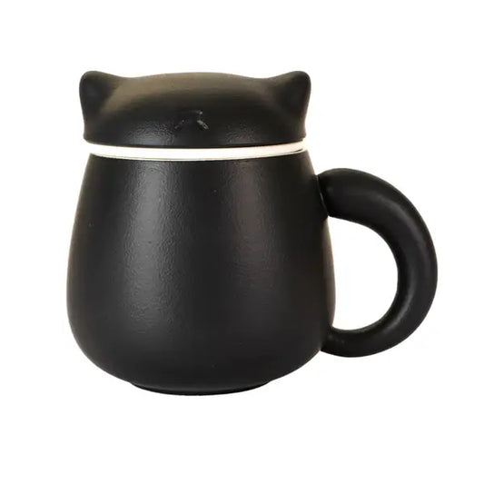 Black Cat Mug with Infuser & Lid – 13 fl.oz. Porcelain Tea Cup
