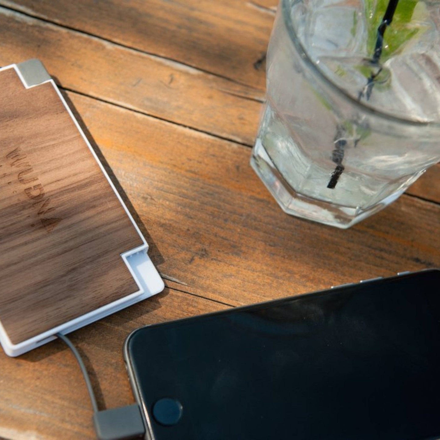 Slim Dual Wooden Power Bank – Ultra-Slim Portable Charger with Dual USB Output