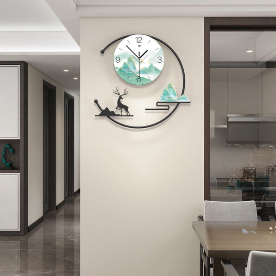 Modern Mountain Deer Wall Clock Artistic Living Room Home Decor