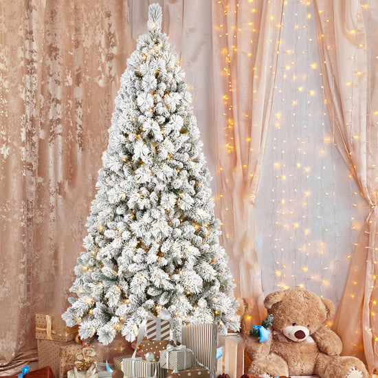 7FT Flocked Christmas Tree with 450 Warm White LED Lights
