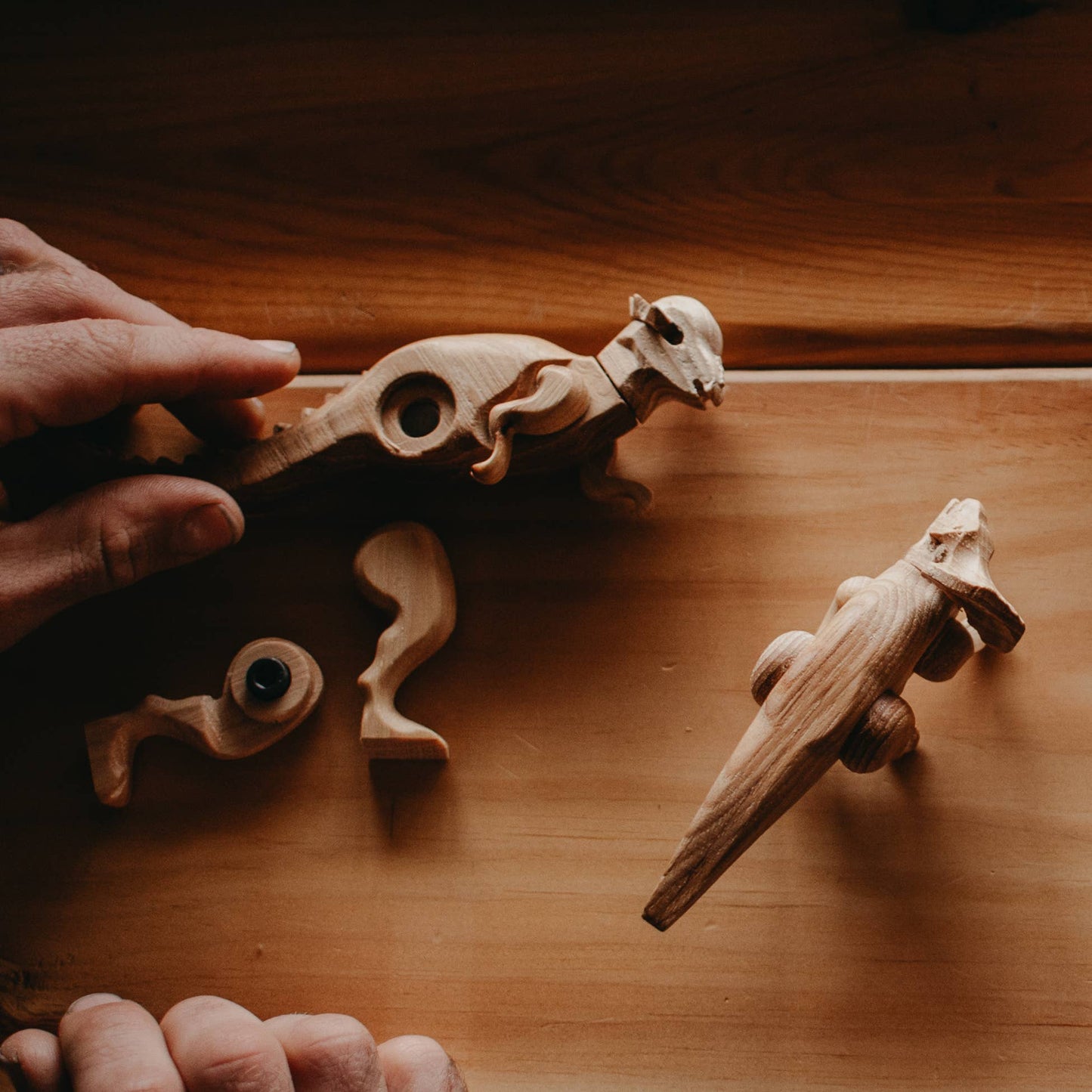 Wooden Pachycephalosaurus Dinosaur with Magnetic Joints
