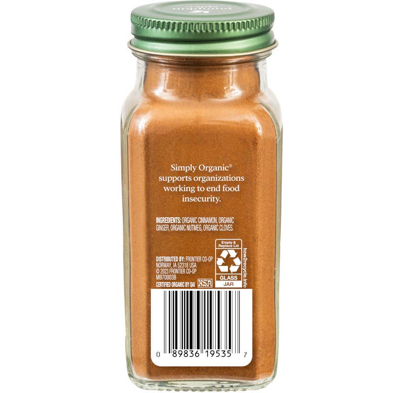 Pumpkin (Pie) Spice, Certified Organic, Kosher 1.94 Oz