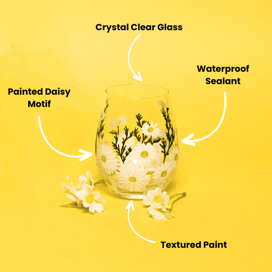 Daisy Painted Stemless Wine Glasses