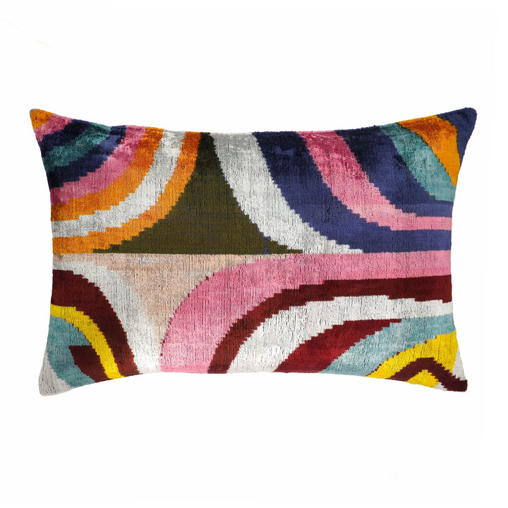 Dandy Silk Velvet Ikat Throw Pillow Cover, 16 x 24, designer-style velvet home decor