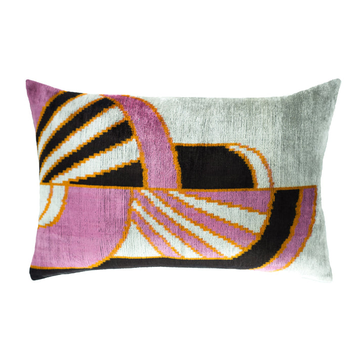 Deco Silk Velvet Ikat Throw Pillow Cover 16 X 24, luxury ikat accent for sofa or bed at Cedar & Spice Gifts