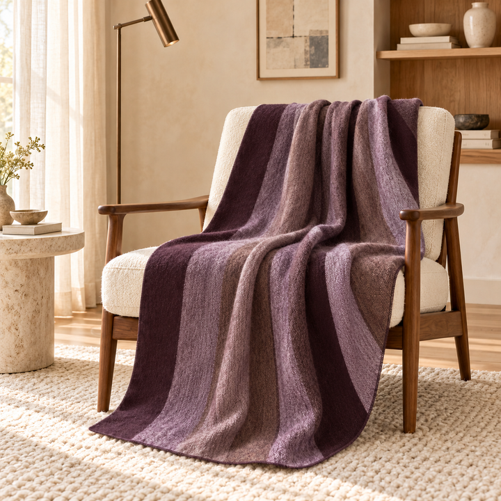 Handwoven Alpaca Throw Blanket | Deep Purple | Nawi Collection