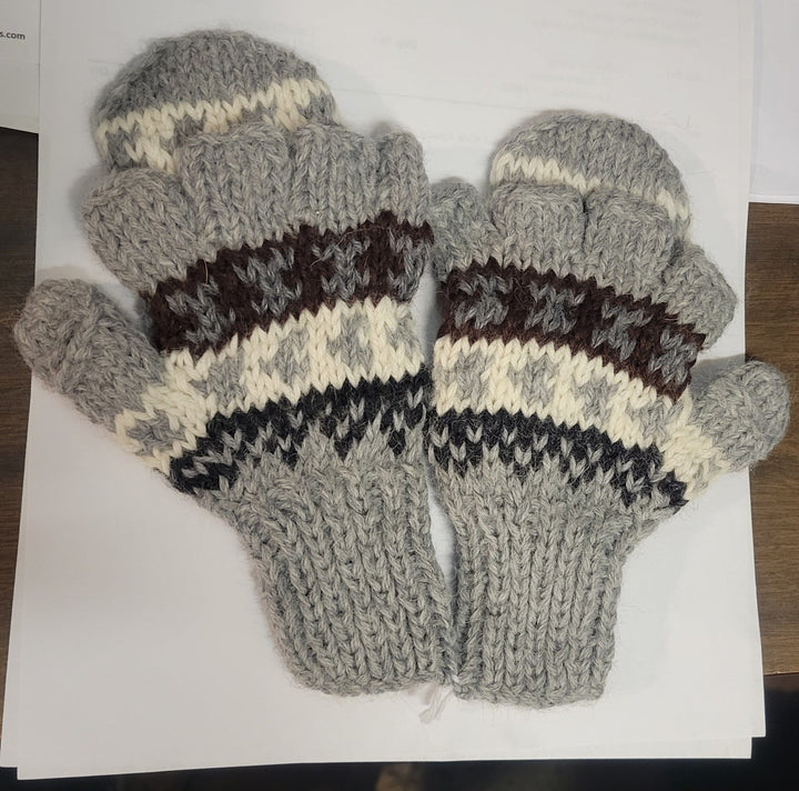 Deluxe Hand Knit Hooded Kids Alpaca Gloves ("Glittens")