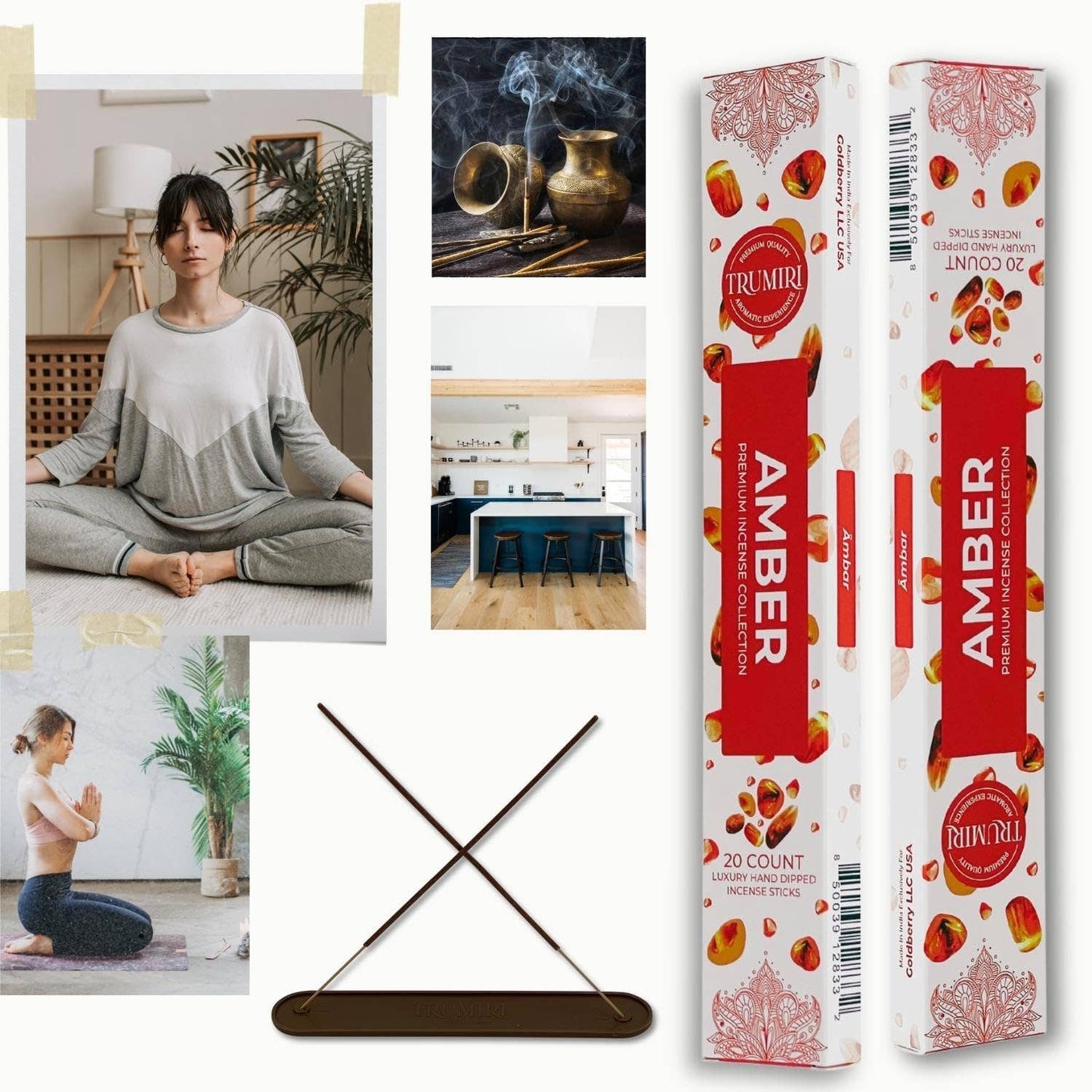 Amber Incense Sticks- 40 Count (Pack of 2)
