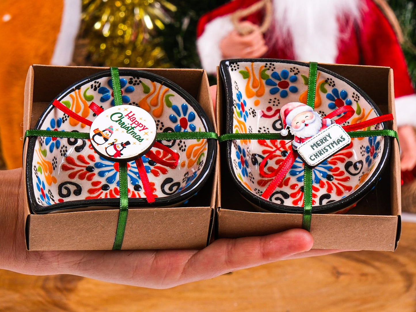 🕌 Handmade Turkish Cini Bowl – Christmas Gift - Olive Oil Dipping Dish