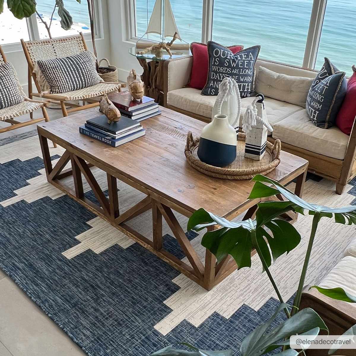 Djugun Navy Indoor & Outdoor Area Rug - Clearance