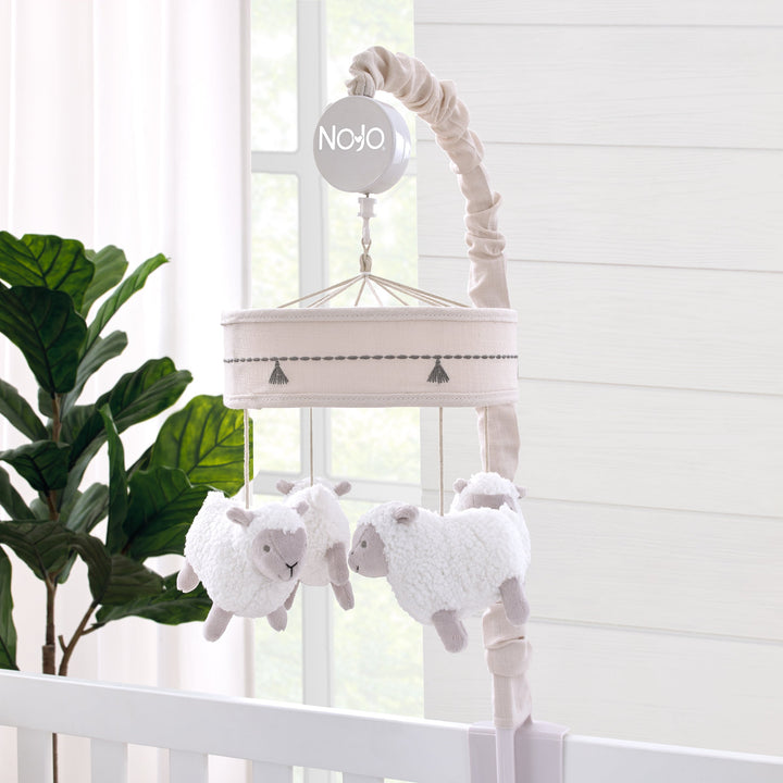 Together is Better White and Taupe Lambs Musical Mobile
