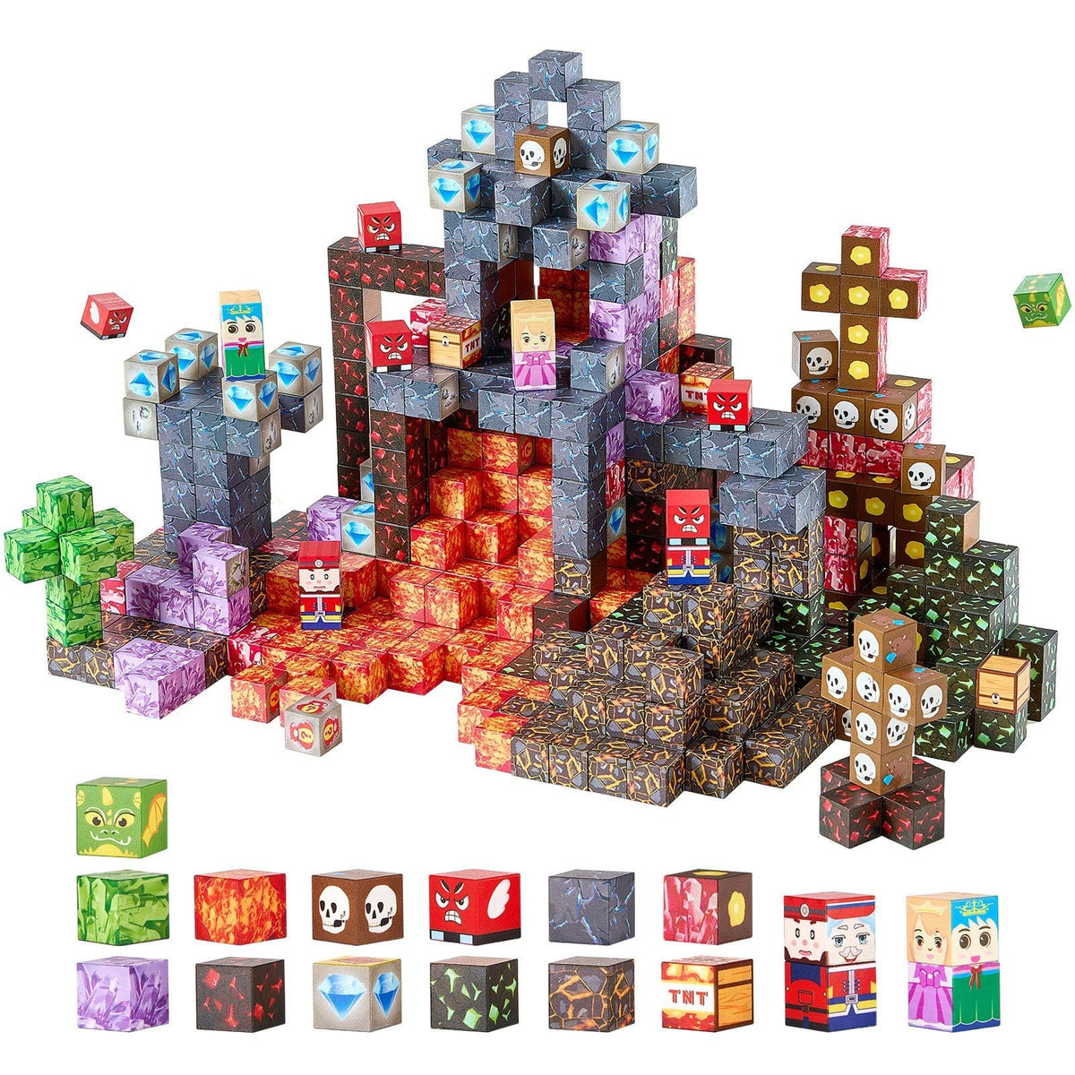 VEVOR Magnetic Blocks, 150 PCS Dark Castle Set, Magnetic Building Cubes for Kids, STEM Montessori Sensory Toys for Christmas Birthday Gift, Construction Stacking Toy for 3+ Years Old Boys & Girls