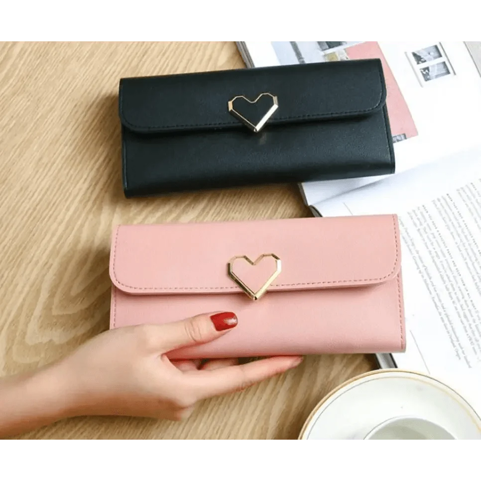 Durable Purses Luxury Love Heart Wallets For Ladies And Girls Smart Money Pocket, Card Holder Female Wallets And Phone Clutch Bag