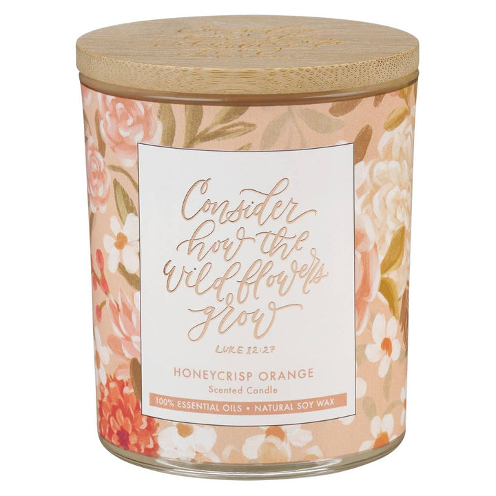 Glass Candle Bamboo Lid Consider How Wildflowers Lk 12:27