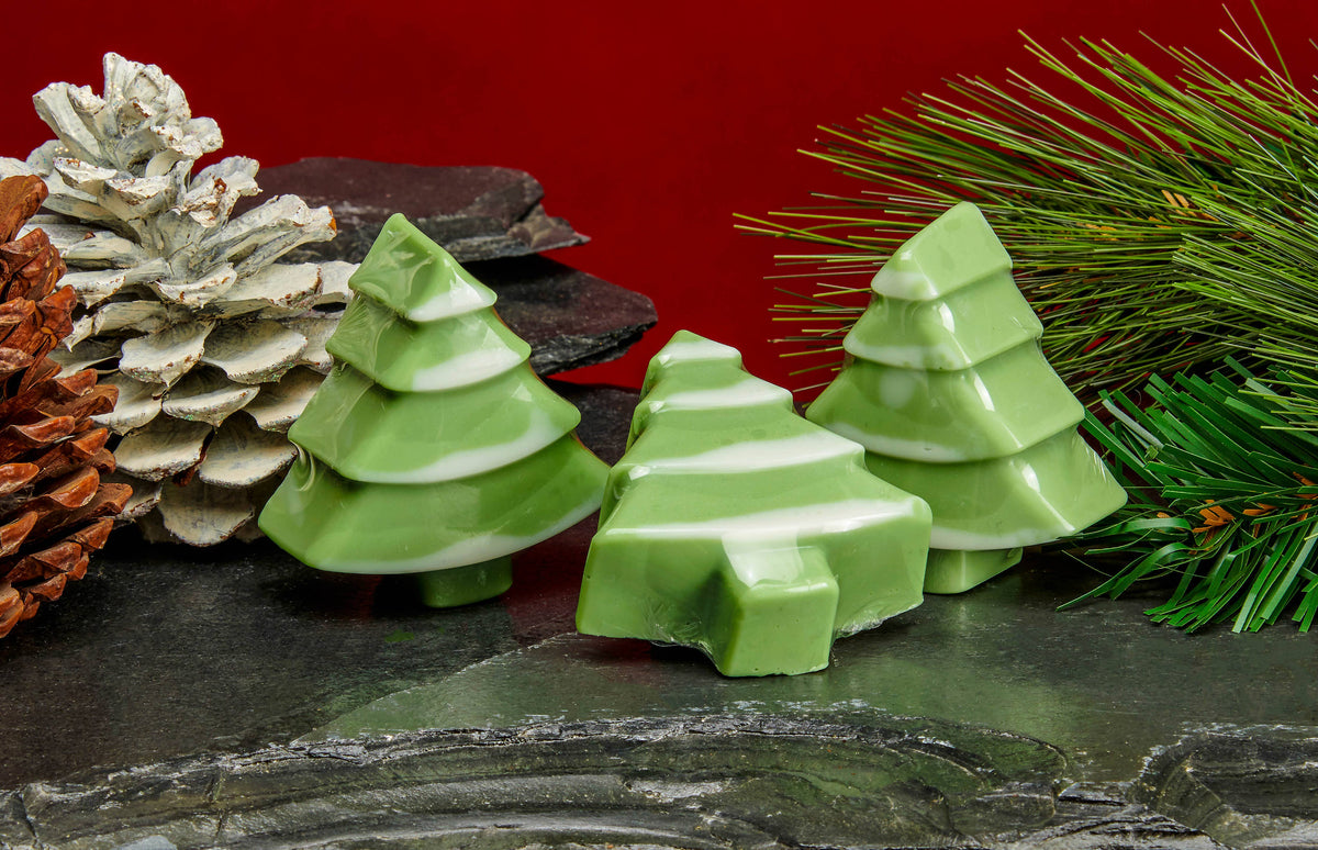 Christmas Tree Soaps, Christmas tree shaped soap for festive holiday gifting from Cedar & Spice Gifts