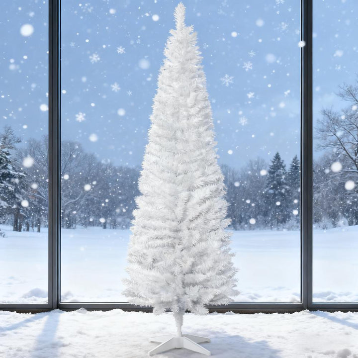 Slim Christmas Tree with Realistic Branches, Christmas tree themed decor for festive holiday decorating from Cedar & Spice Gifts
