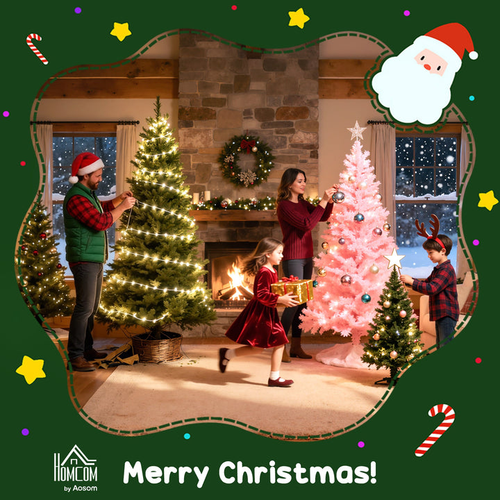 HOMCOM 7.5 ft Artificial Frosted Christmas Tree, Christmas tree for living room, entryway or seasonal display