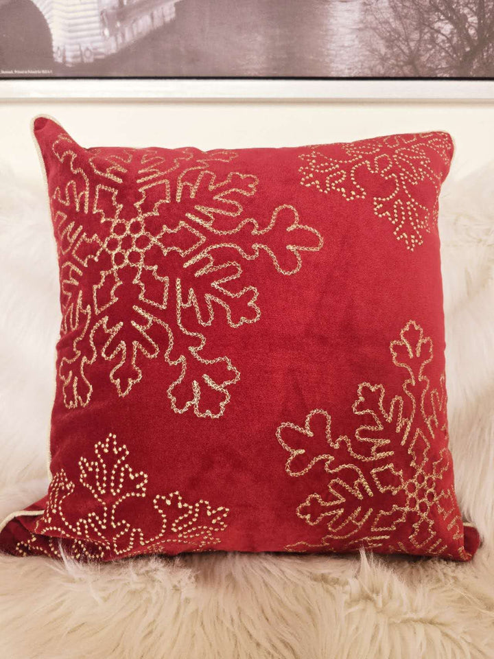 Red Velvet Holiday Throw Pillow 20x20, holiday sofa and bedroom decor