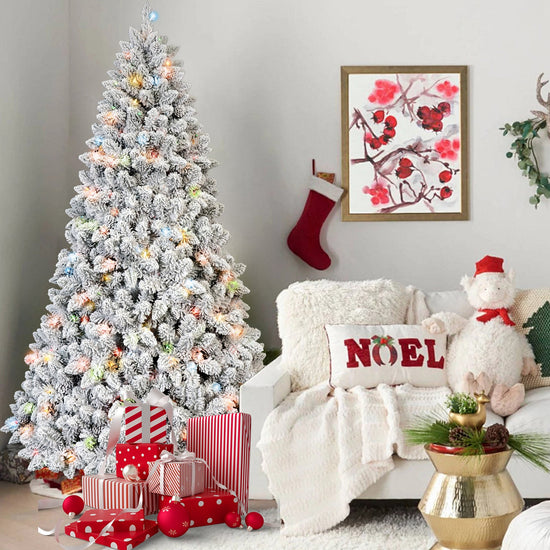 7FT Flocked Christmas Tree with 500 Colorful UL Lights