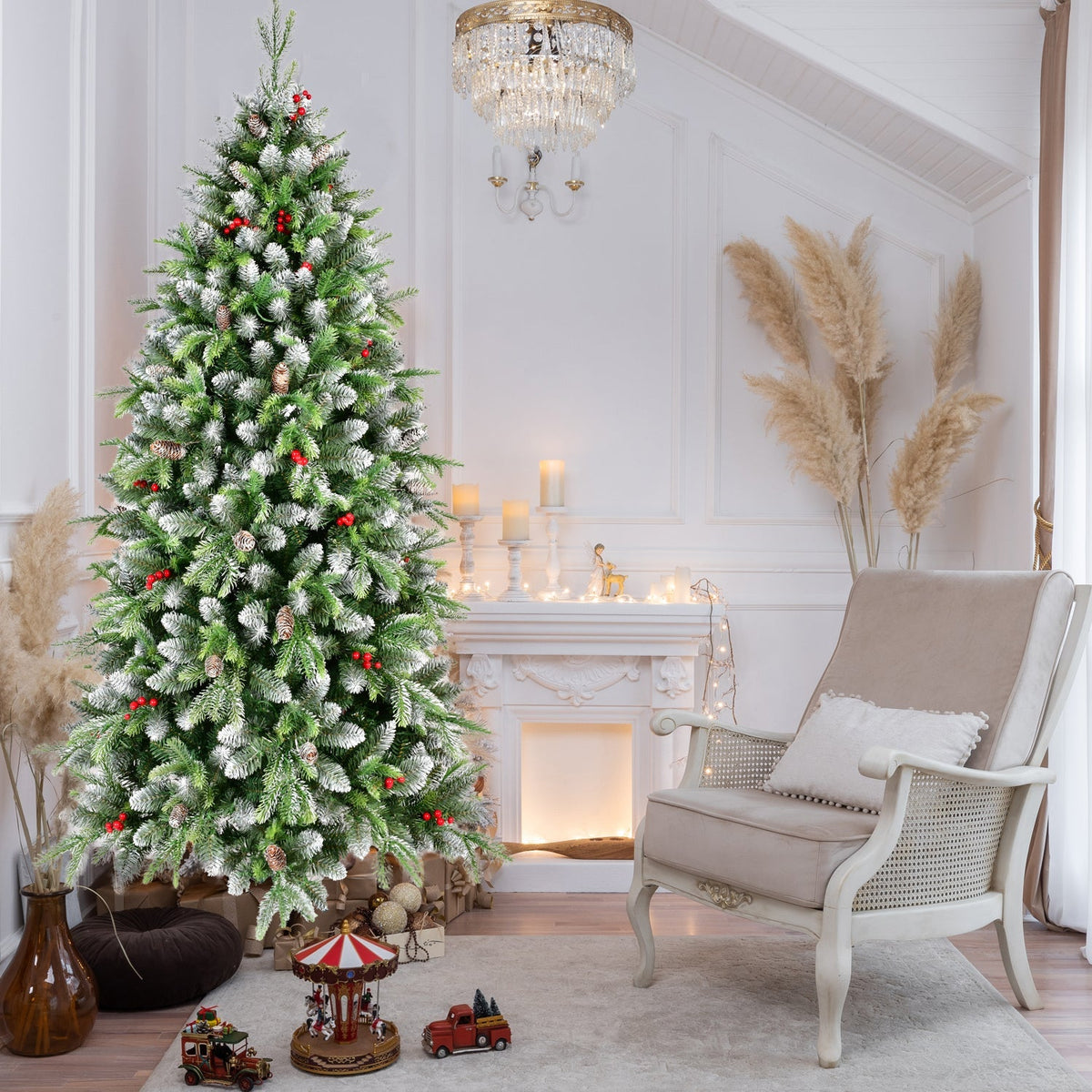 6ft Pre-Lit Artificial Christmas Tree with 380 Warm White LED Lights