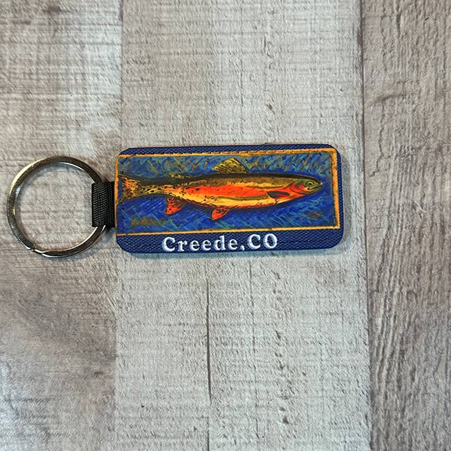 Here Fishy, Fishy, Trout  Art Key Ring   