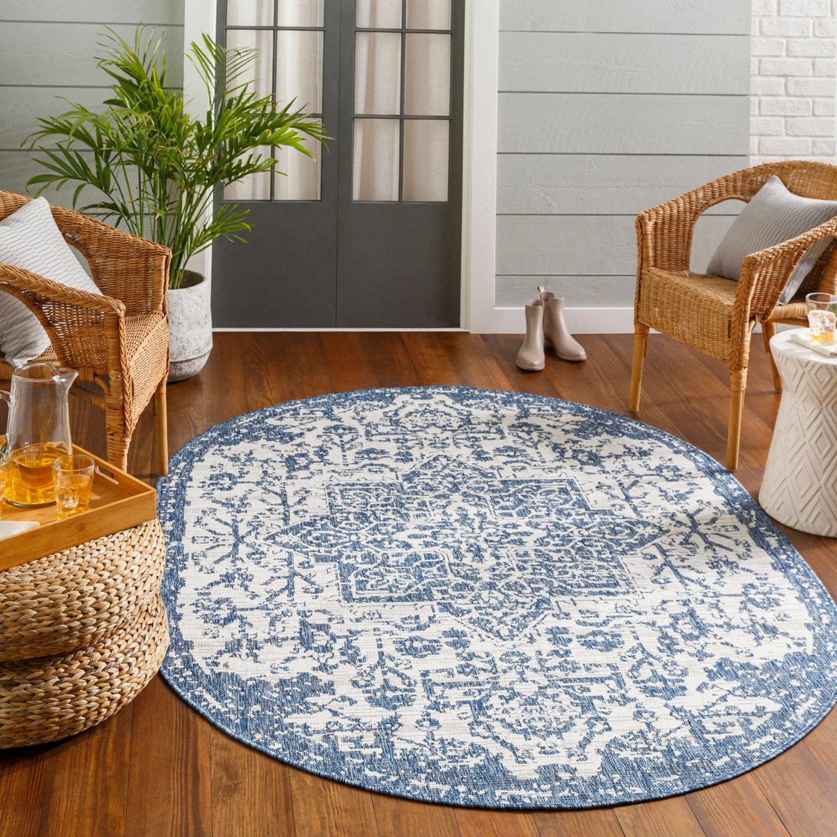 Dark Blue Kilmacolm Indoor & Outdoor Area Rug - Clearance