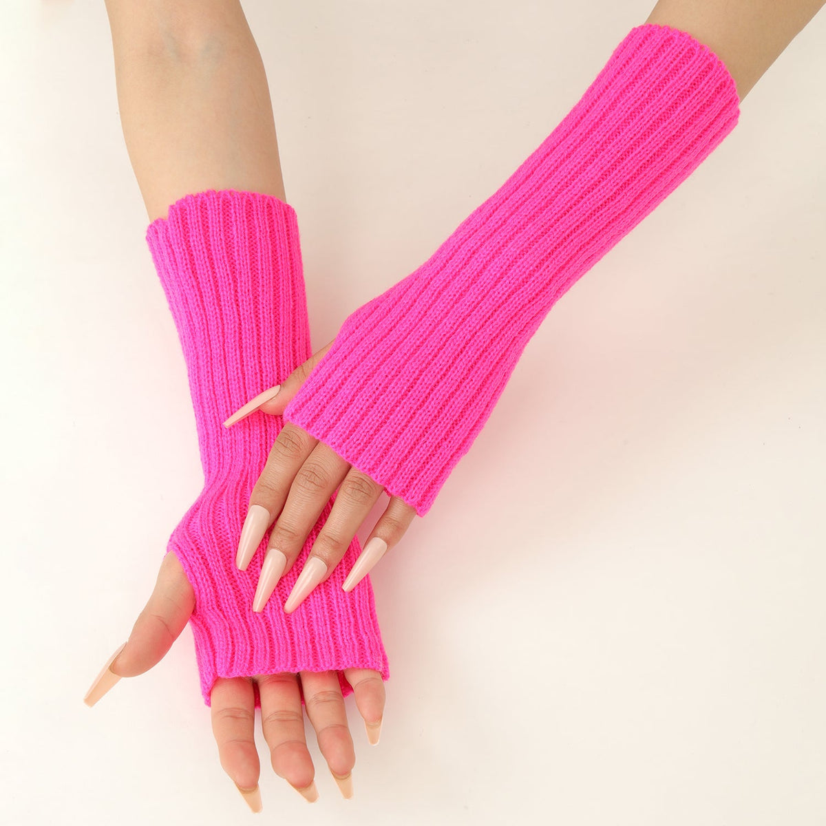 30cm Hot Styles Daily Winter Arm Warmers Go Party Long Sleeve Fingerless Mittens Half Finger Acrylic Gloves Mittens Knit Crochet