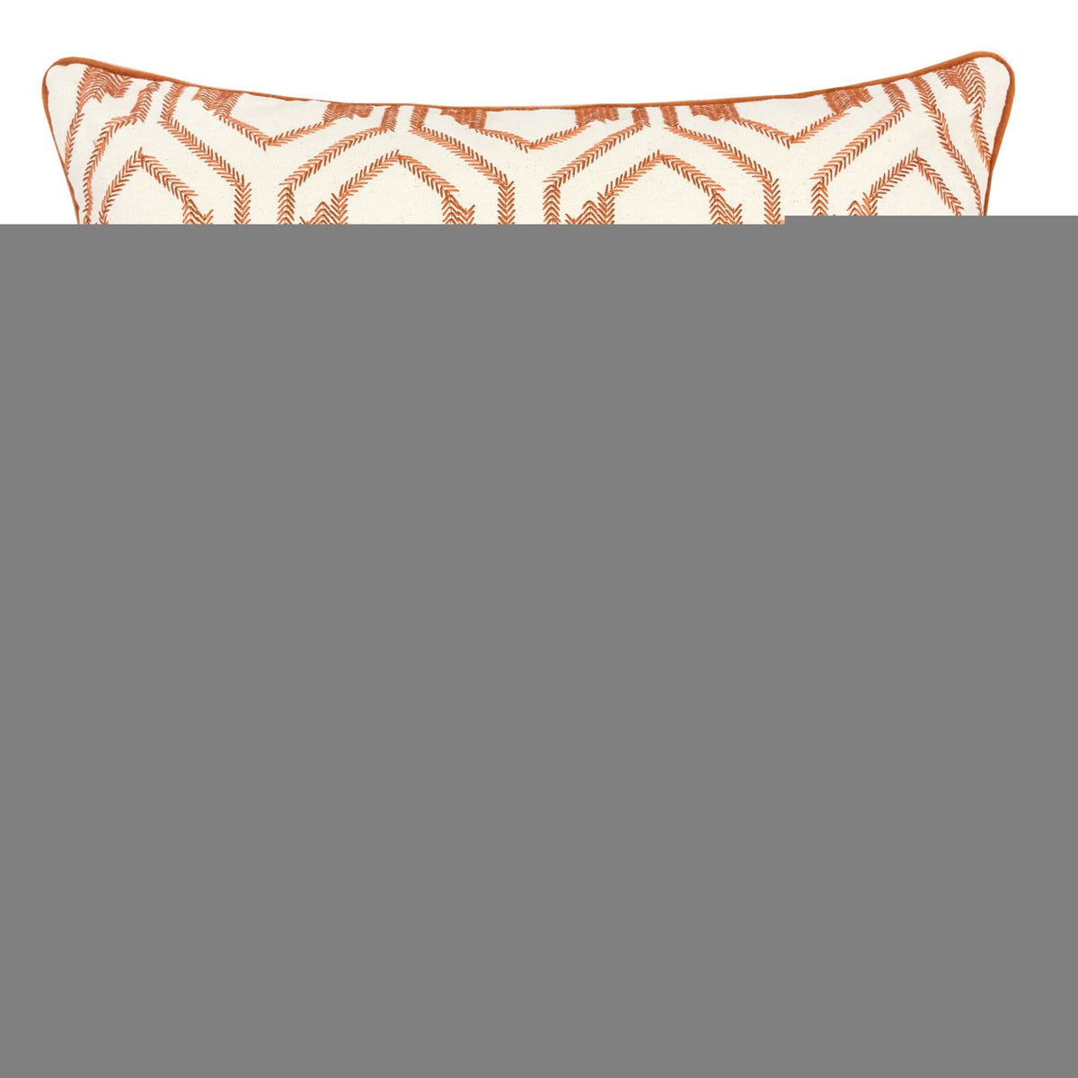 Geometric Embroidered Throw Pillow - Rust