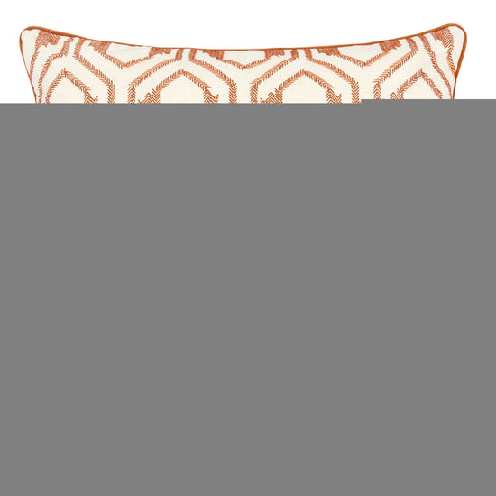 Geometric Embroidered Throw Pillow - Rust