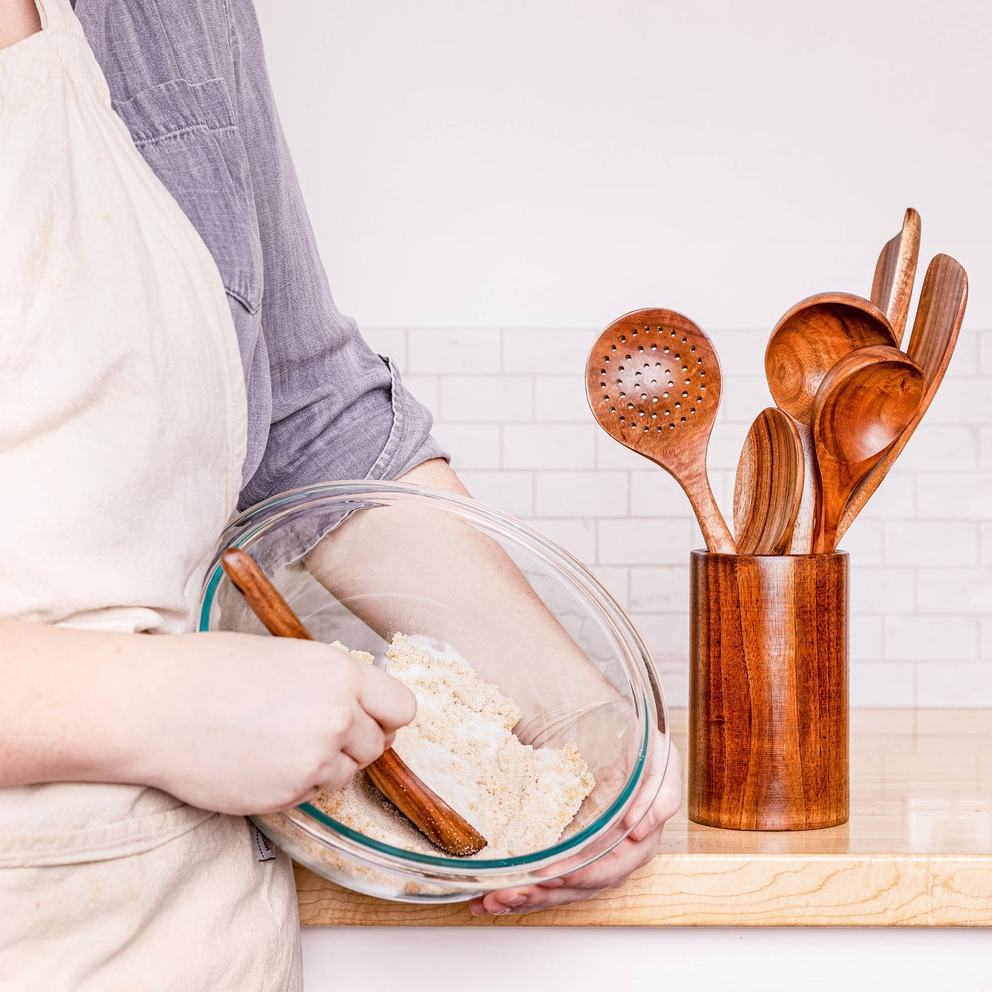 Avocrafts 7 Piece Wooden Kitchen Utensils
