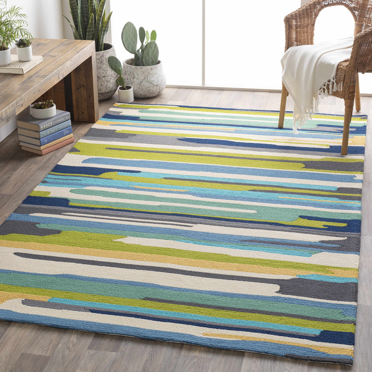 Ephrata Colorful Blue Outdoor Rug - Clearance
