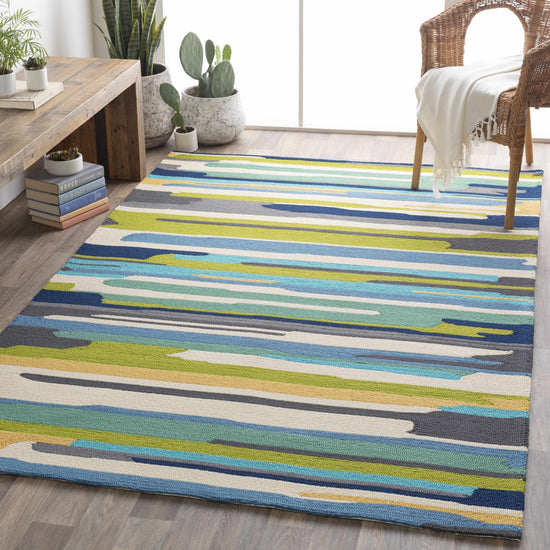 Ephrata Colorful Blue Outdoor Rug - Clearance