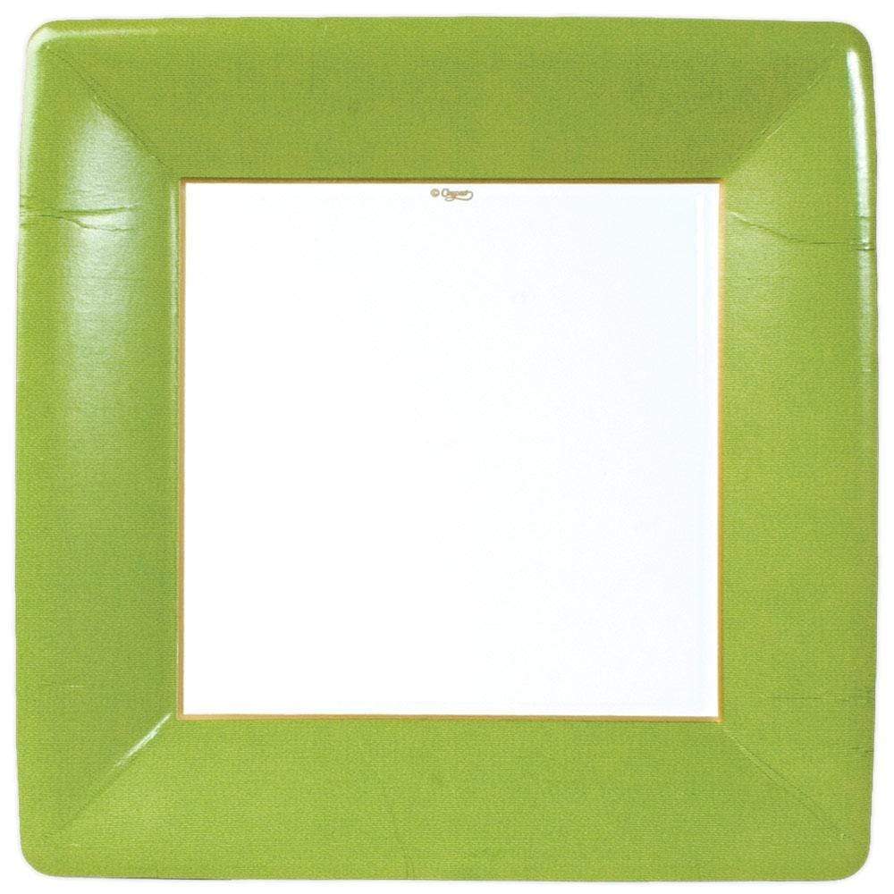 Grosgrain Border Moss Green - Dinner Plate - Square