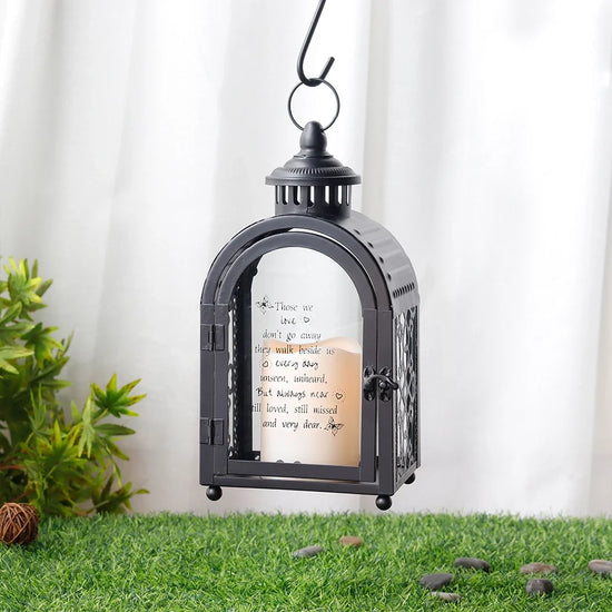 11'' High Memorial Lantern With Automatic Timer(black)
