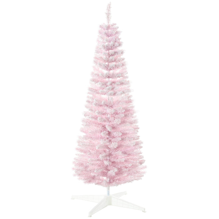 HOMCOM 5' Snow Flocked Artificial Pencil Christmas Tree, Christmas tree for living room, entryway or seasonal display