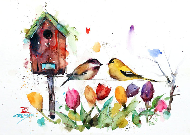 5 x 7" Greeting Card  'SPRINGTIME BIRDHOUSE'