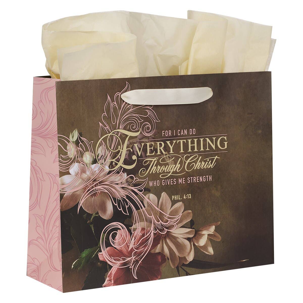 Fluted Iris Brown and Pink Gift Bag