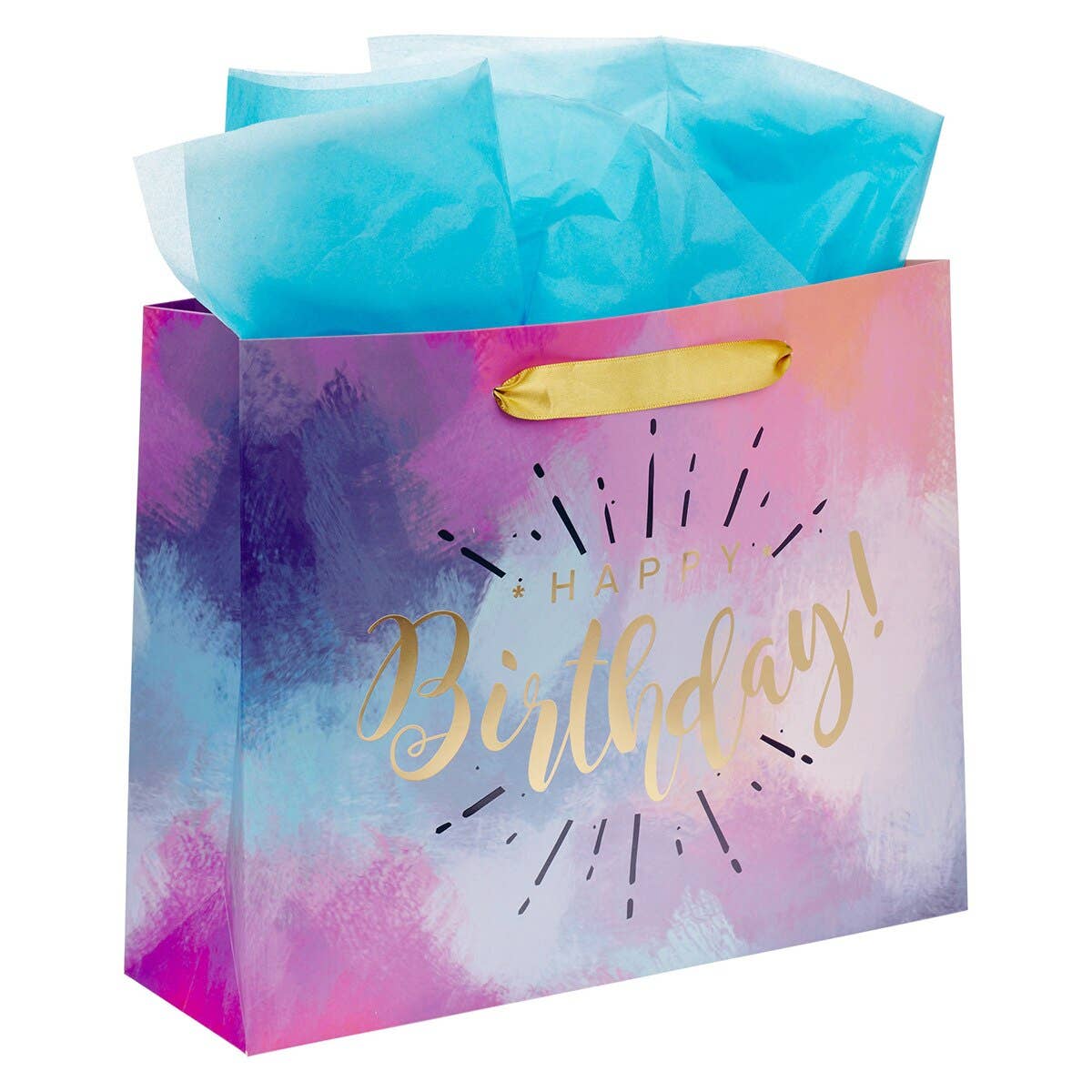 Gift Bag w/ Card LG Landscape Multicolored Happy Birthday