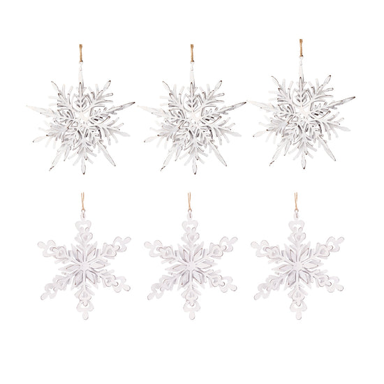 Set of 6 Iron Snowflake Hanger Christmas Tree Ornaments