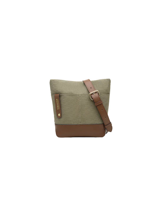 Betsy Bucket Bag | Fatigue Washed Canvas + Brown Leather