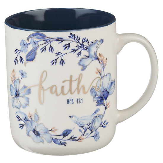 Mug Set 4pc Blue Floral Geometric