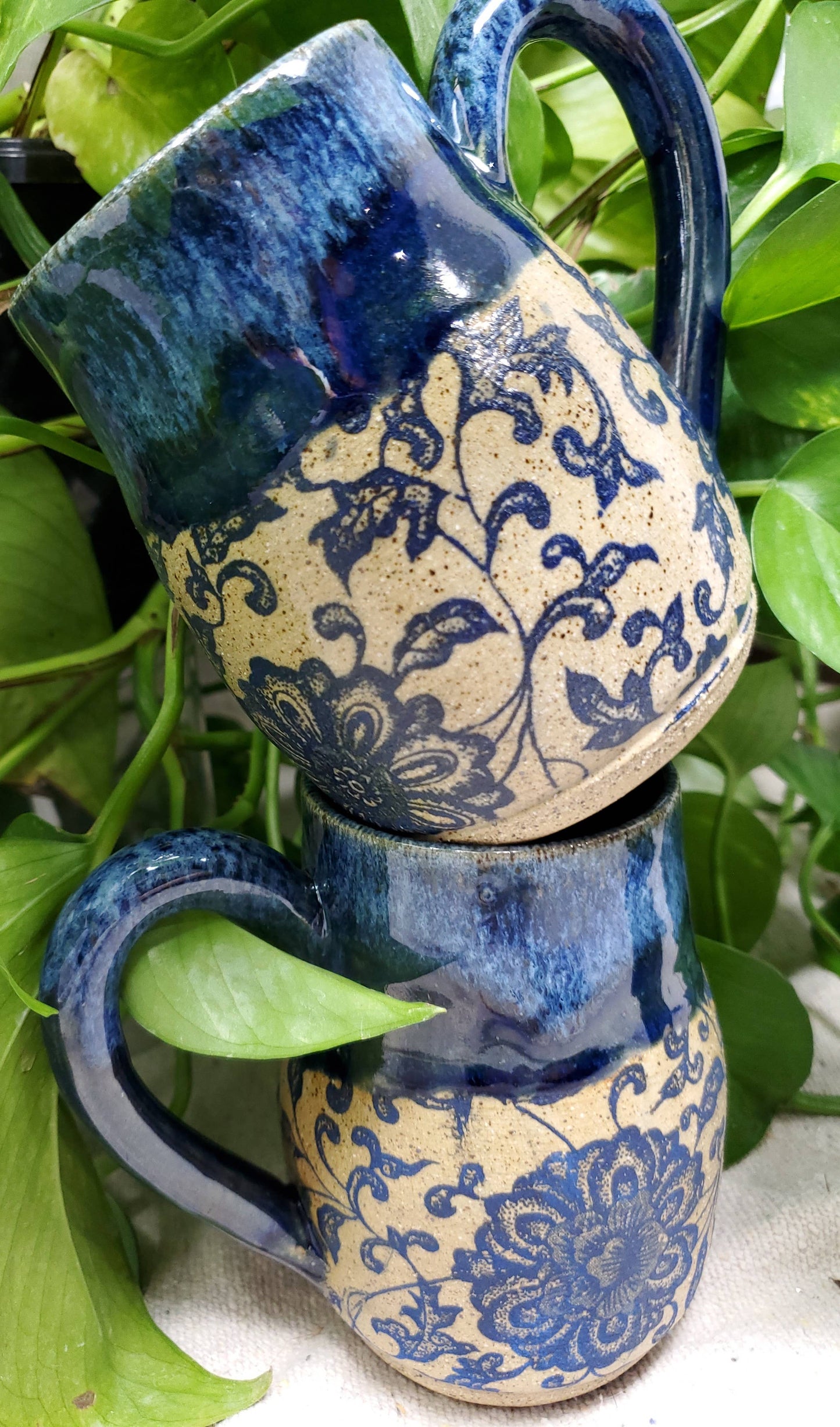 Rustic Victorian Blue Floral Mug