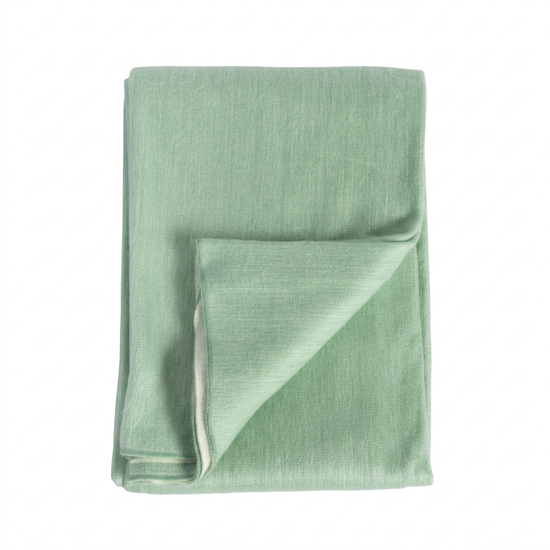 Reversible Handwoven Alpaca Throw Blanket | Fern Green & White | Kani Collection