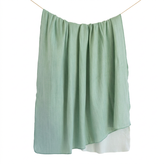 Reversible Handwoven Alpaca Throw Blanket | Fern Green & White | Kani Collection
