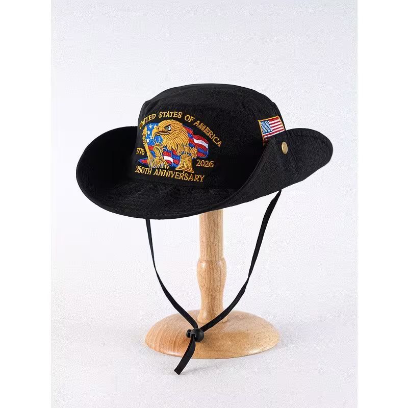 USA 250th Anniversary Fisherman’s Hat – Patriotic Eagle Bucket Hat | Adjustable Wide Brim Sun Hat (Unisex)