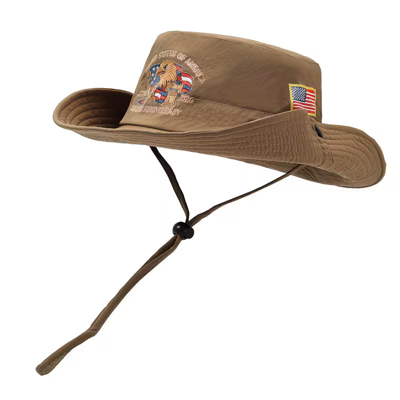 USA 250th Anniversary Fisherman’s Hat – Patriotic Eagle Bucket Hat | Adjustable Wide Brim Sun Hat (Unisex)