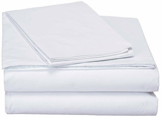 DaDa Bedding White Cotton Fitted and Flat Sheet Set