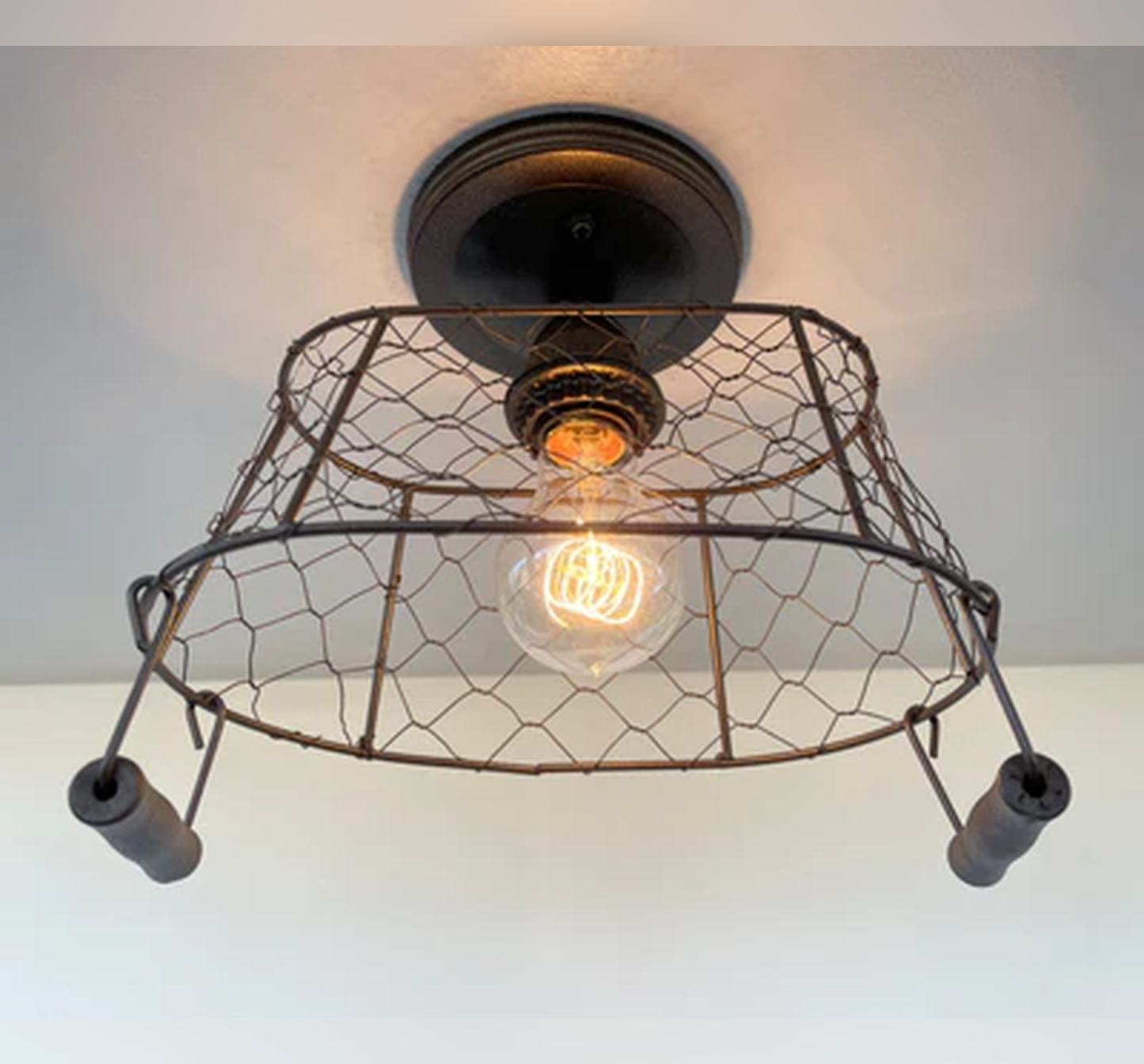 CHICKEN WIRE Farmhouse Ceiling Light - Rectangular