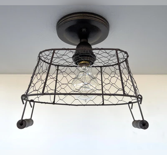CHICKEN WIRE Farmhouse Ceiling Light - Rectangular